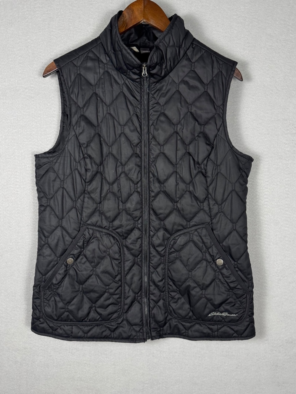 Eddie Bauer Women's Large Quilted Vest Black